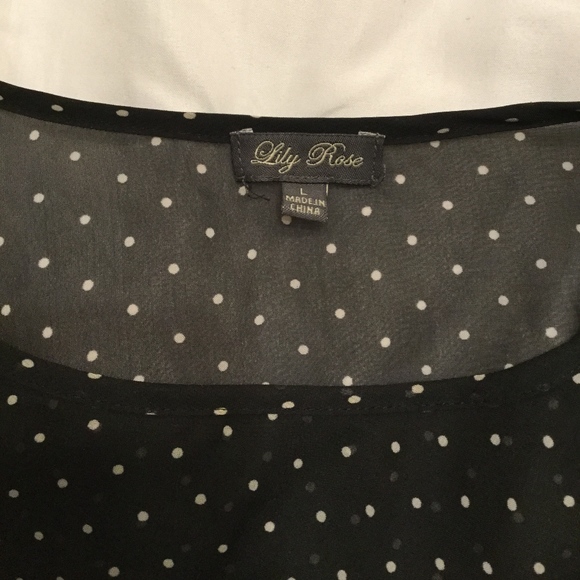 Sheer polka dot black top - Picture 2 of 2